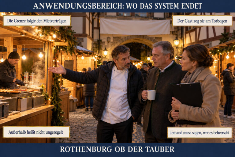 1.4 — Anwendungsbereich: wo das System endet