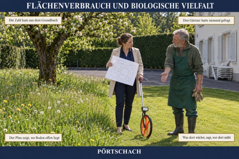 2.9 — Flächenverbrauch und biologische Vielfalt: Garten, Parkplatz, Ufer