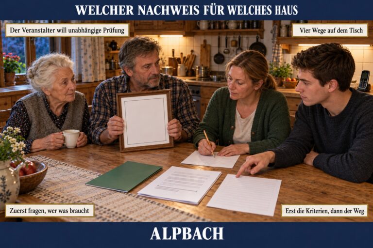 Concept Card 4.3 — Welcher Nachweis für welches Haus: die Entscheidung